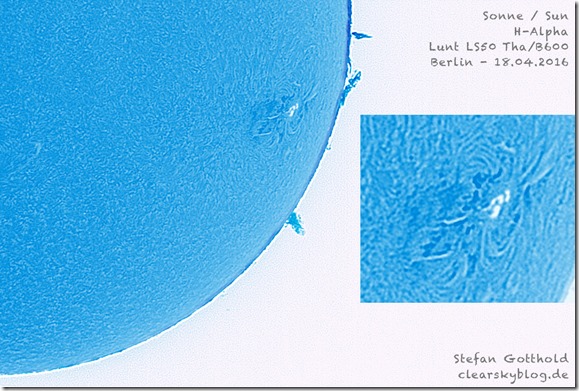 Negativ Sonne H-Alpha mit Lunt LS50THa