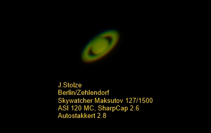 Saturn mit dem Skywatcher Maksutov 127/1500 (Bild: Jürgen Stolze)